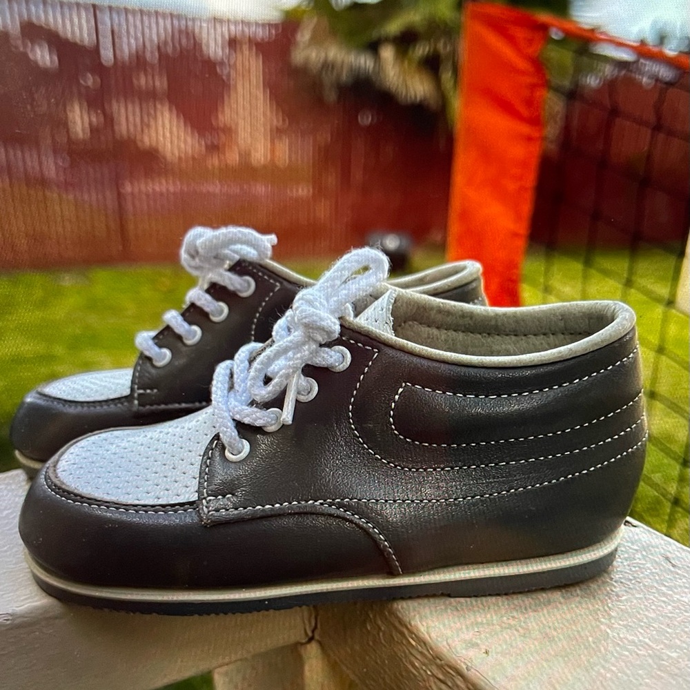 Stride Rite Two-Tone Lace-Up Kids Shoes - Black and White
